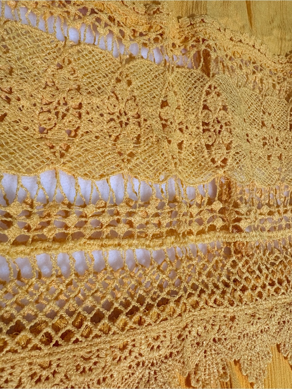 Forever 21 Yellow Boho Off Shoulder Crochet Lace Maxi Dress - Picture 10 of 13